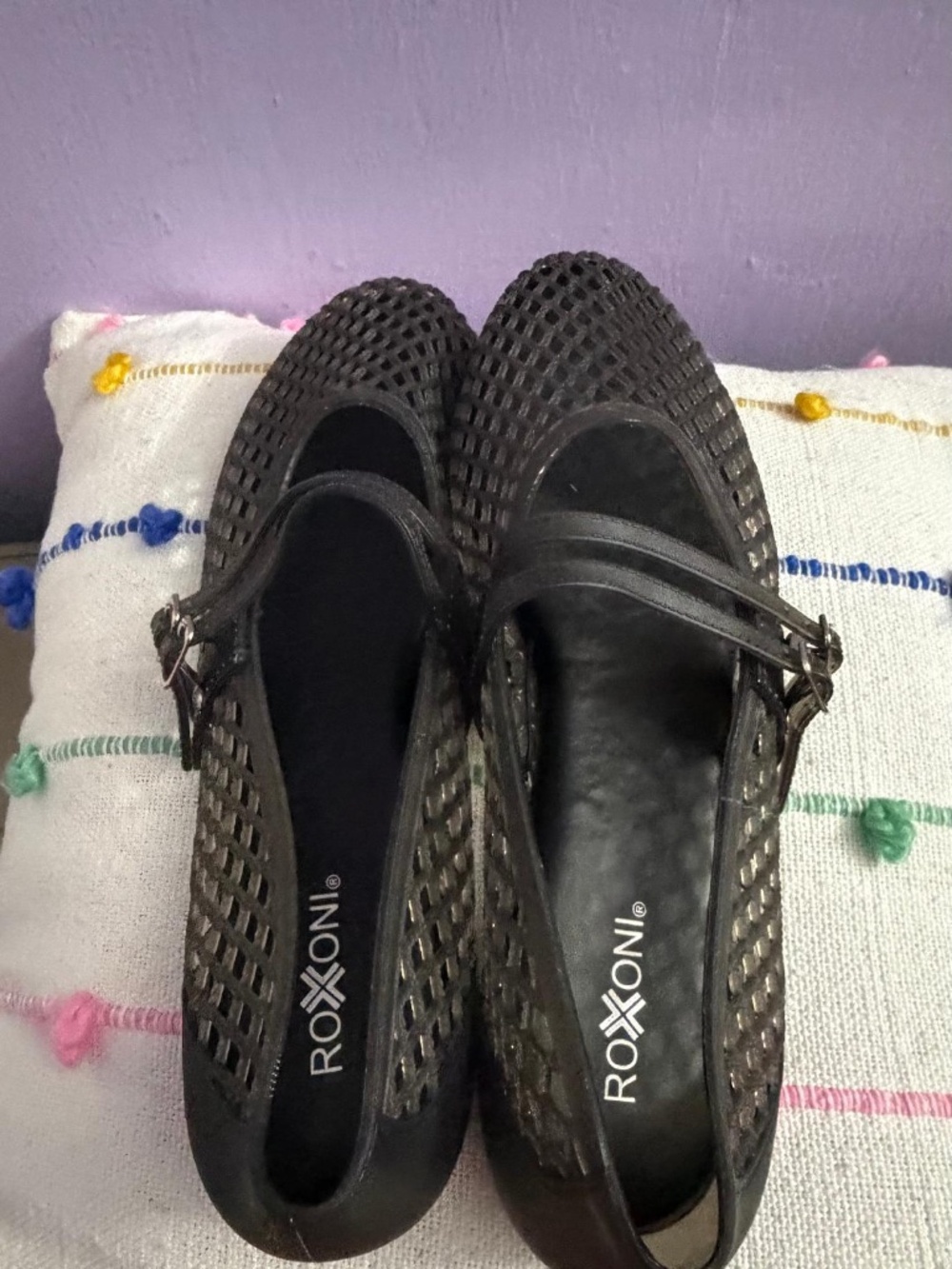 Roxoni Double Strap Jelly Mary Jane Flats - Black/ Transparent - New Without Tag - Picture 2 of 8